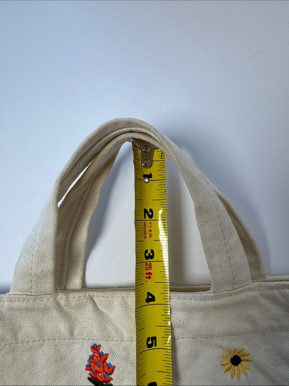 BAGGU Duck Bag Recycled Cotton Canvas Embroidered Ditsy Floral Tote Bag Cream - Picture 12 of 13